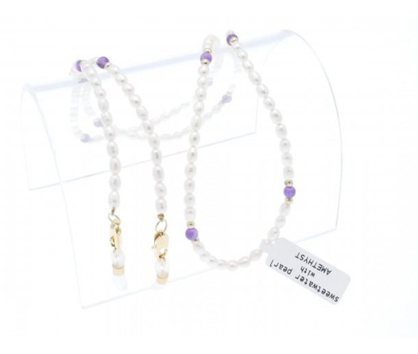 Luxury Real Pearl Chain with Amethyst No.251